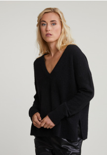 Pull V manches longues noir