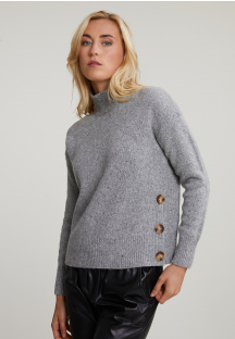 Pull laine col montant gris
