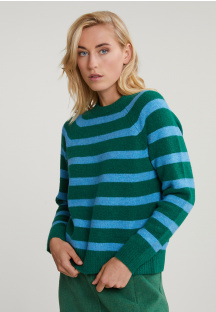 Blue/green striped crew neck sweater