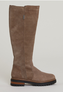 Brown/beige long suede boots