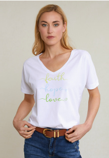 T-shirt fantaisie manches courtes blanc/vert
