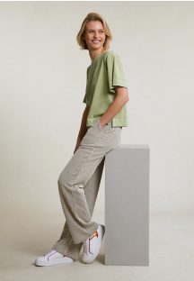 Pantalon rayé vert/blanc