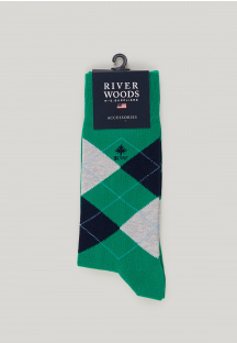 Katoenen geruite sokken groen
