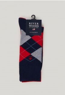 Cotton 2-pack socks navy/red