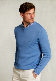 Custom fit soft cotton sweater sailing blue