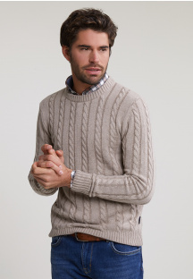 Custom fit wool-cachmere cable sweater klipspringer