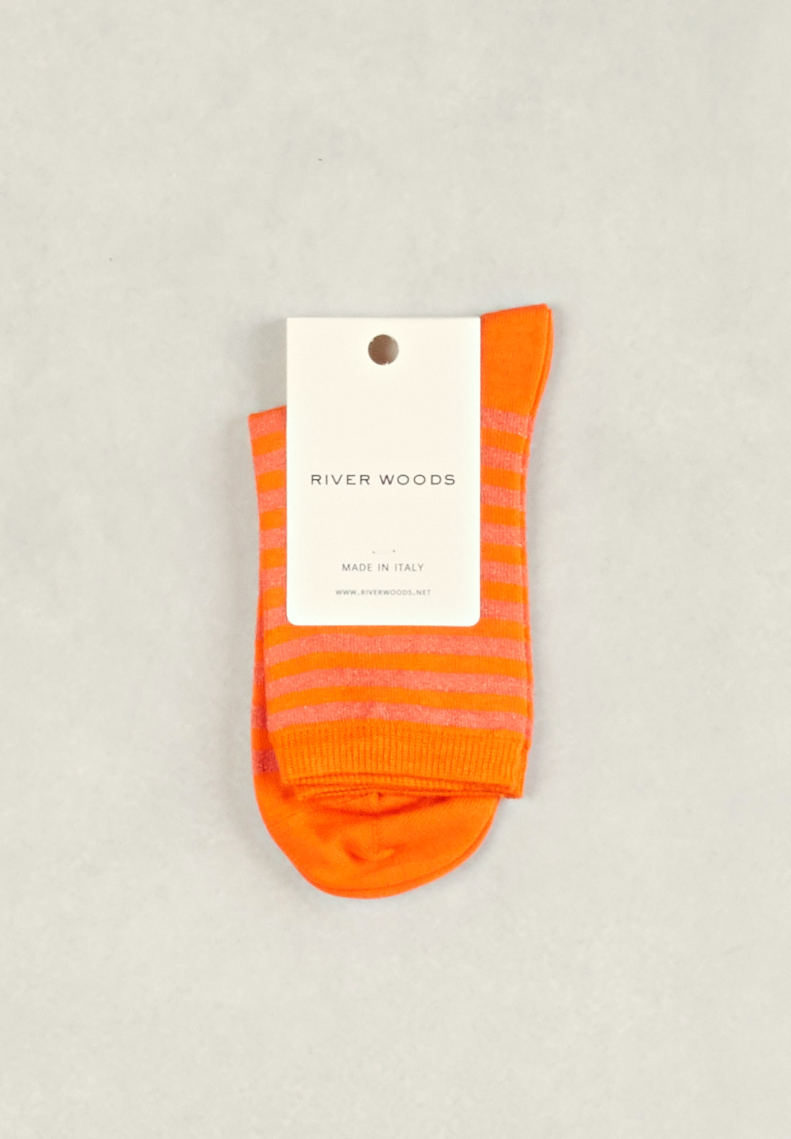 excuus Brengen streng Roze/oranje gestreepte glitter sokken - River Woods